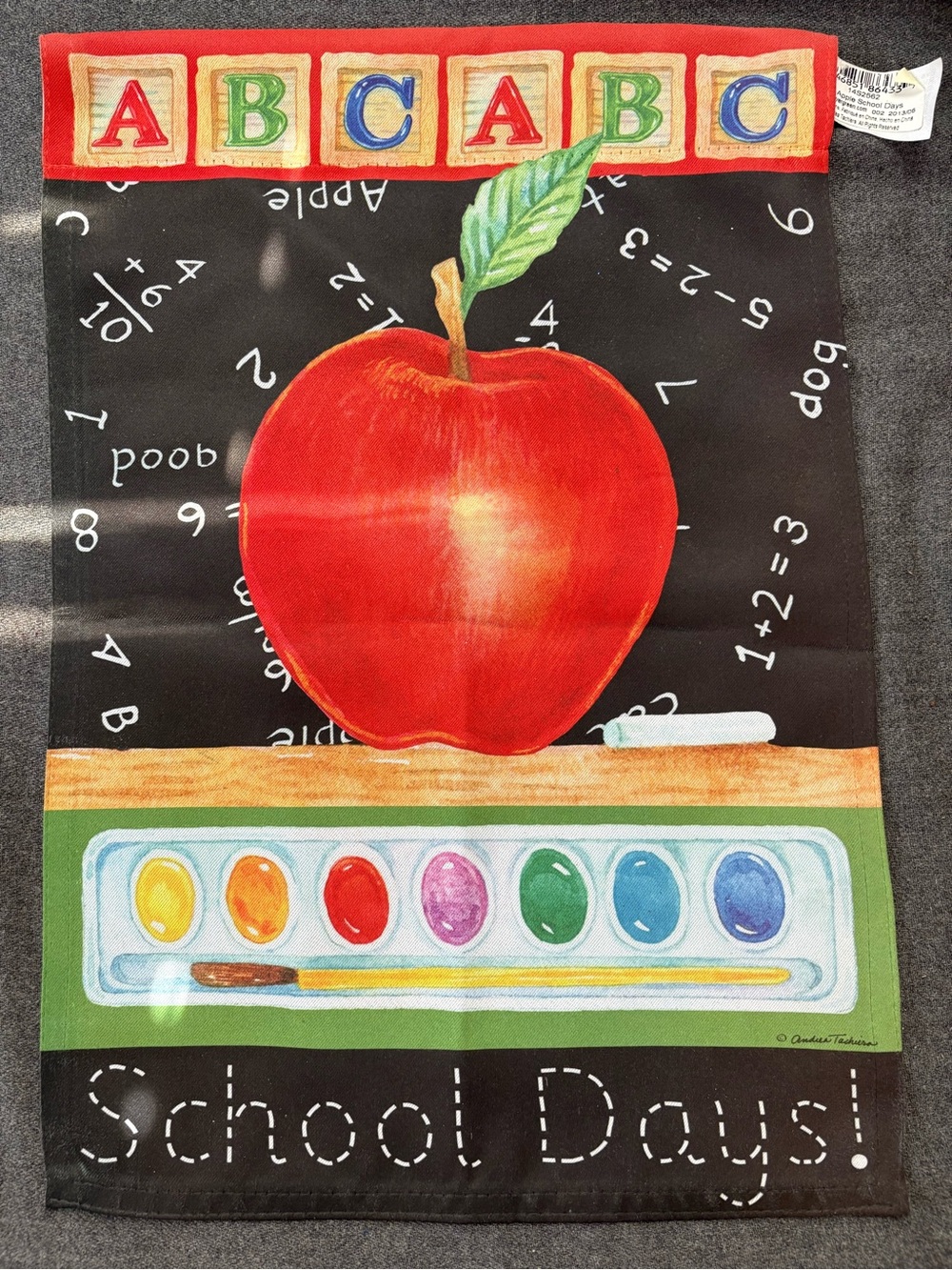 School Days Decorative Flag with Apple & Watercolor Palette